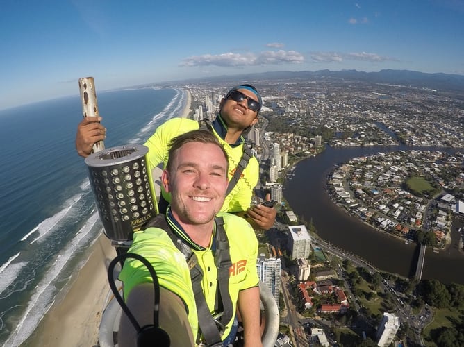 High-rise commercial painting on a Surfers Paradise beachfront tower