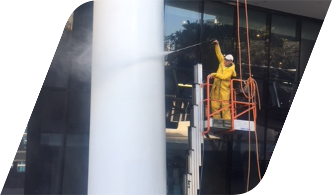 Surface preparation and water-blasting ahead of a commercial repaint in Maroochydore